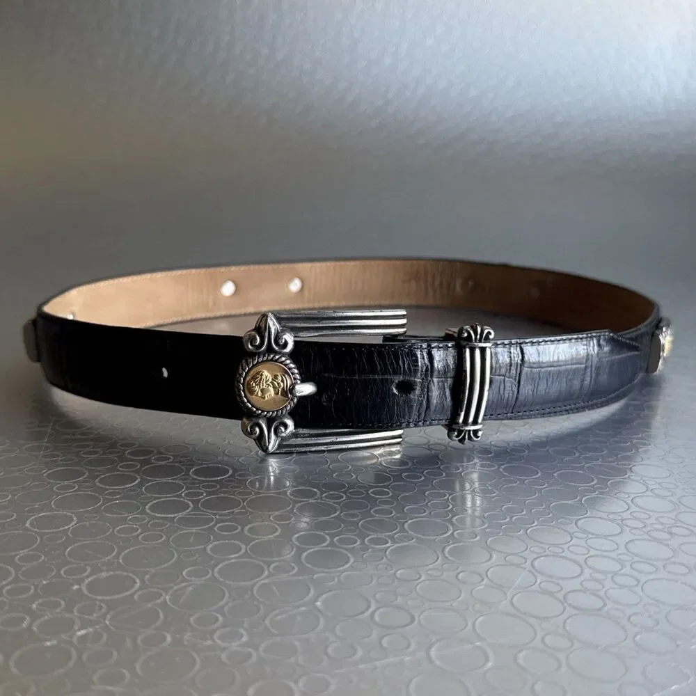 Vintage 1996 Brighton Museum Collection Belt 21003 Espresso Dark Brown Black S